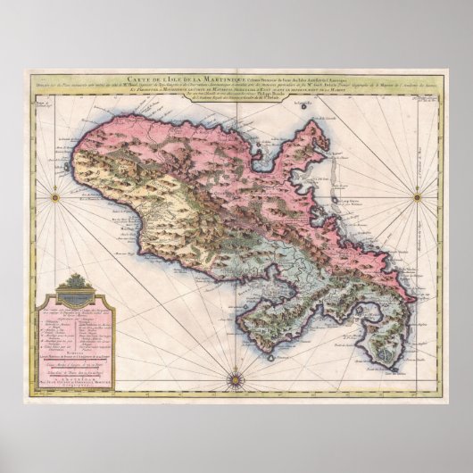  kaart van Martinique (1742) Poster (Voorkant)