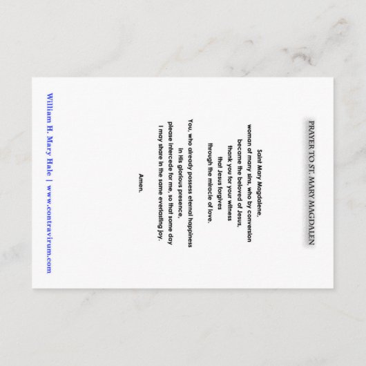 Kaart van Mary Magdalen Prayer (Achterkant)