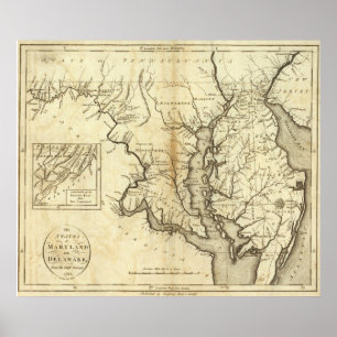  kaart van Maryland (1796) Poster