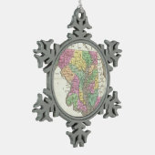  kaart van Maryland (1827) Tin Sneeuwvlok Ornament (Links)