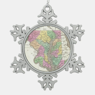 kaart van Maryland (1827) Tin Sneeuwvlok Ornament