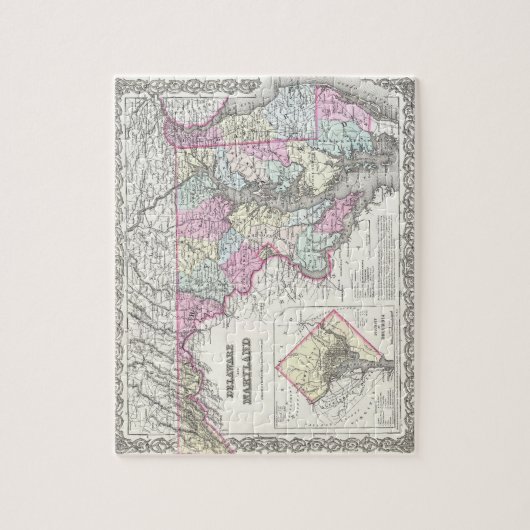  kaart van Maryland (1855) Legpuzzel (Verticaal)
