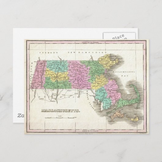  kaart van Massachusetts (1827) (Voorkant / Achterkant)