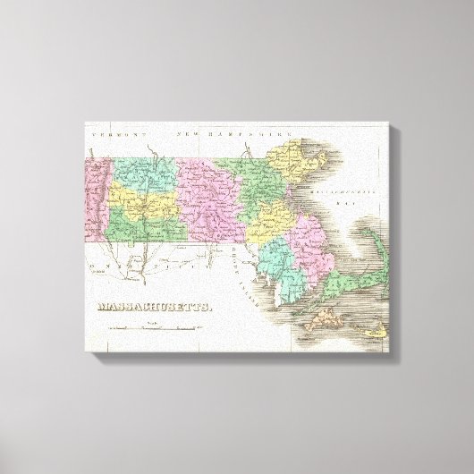  kaart van Massachusetts (1827) Canvas Afdruk (Voorkant)