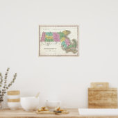  kaart van Massachusetts (1827) Poster (Keuken)