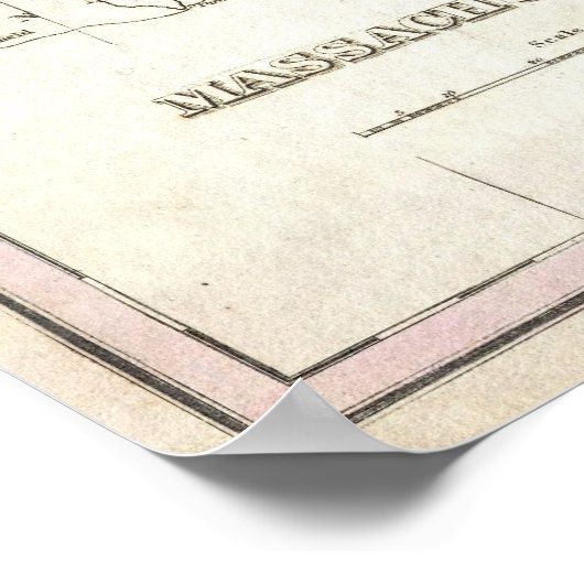  kaart van Massachusetts (1827) Poster (Hoek)