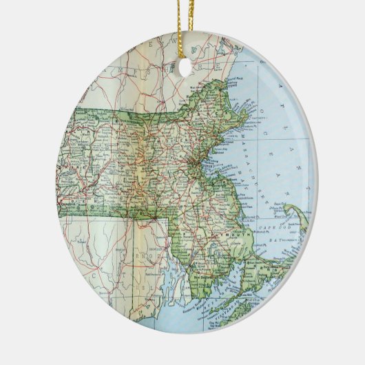  kaart van Massachusetts (1905) Keramisch Ornament (Links)