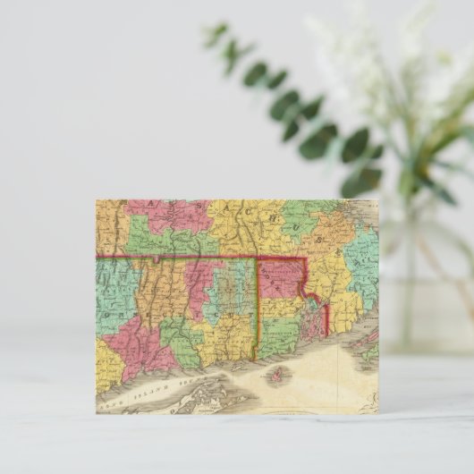 Kaart van Massachusetts Connecticut en Rhode Islan (Staand voorkant)