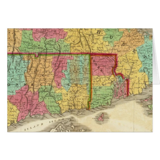 Kaart van Massachusetts Connecticut en Rhode Islan (Voorkant Horizontaal)