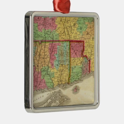 Kaart van Massachusetts Connecticut en Rhode Islan Metalen Ornament (Rechts)