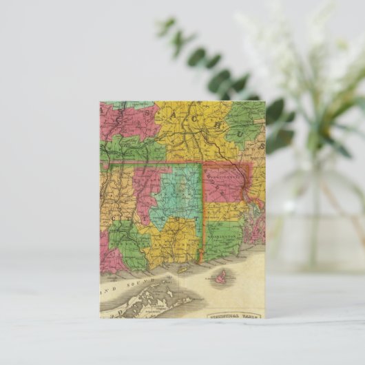 Kaart van Massachusetts en Connecticut (Staand voorkant)