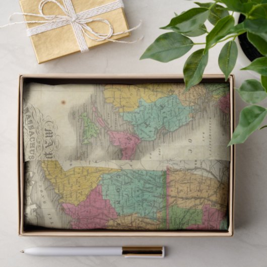 Kaart van Massachusetts en Connecticut Tissuepapier (Geschenk)