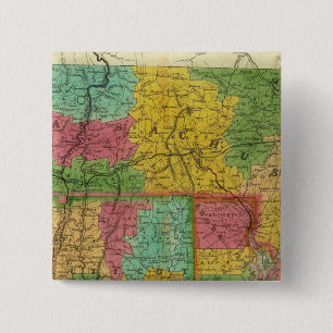 Kaart van Massachusetts en Connecticut Vierkante Button 5,1 Cm
