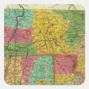 Kaart van Massachusetts en Connecticut Vierkante Sticker