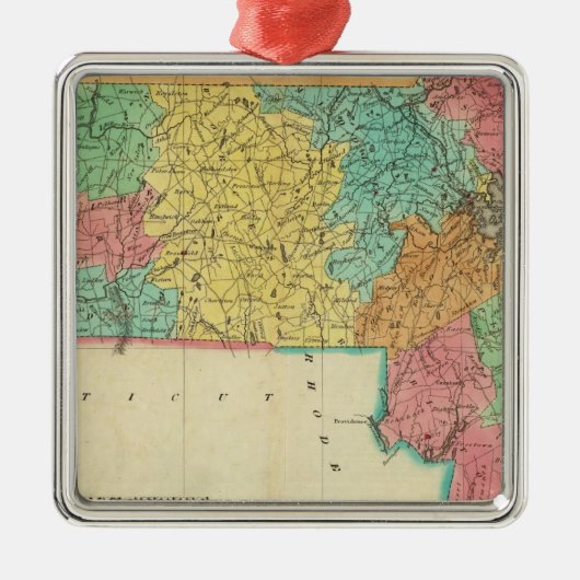 Kaart van Massachusetts Metalen Ornament (Voorkant)