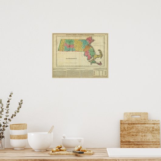 Kaart van Massachusetts Poster (Keuken)