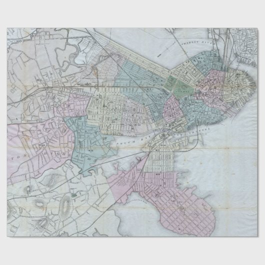  kaart van Massachusetts uit Boston (1870) Cadeaupapier (Vlak)