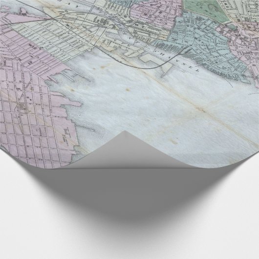  kaart van Massachusetts uit Boston (1870) Cadeaupapier (Hoek)