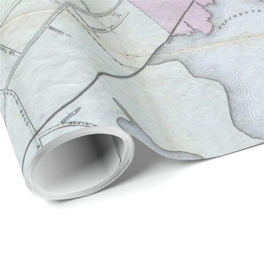  kaart van Massachusetts uit Boston (1870) Cadeaupapier (Rol Hoek)