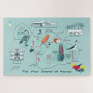 Kaart van Maui, Hawaii Jigzaag Puzzle Legpuzzel