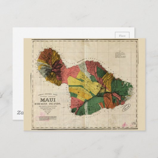 Kaart van Maui, Hawaiian Island (1885) (Voorkant / Achterkant)