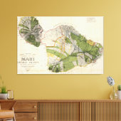  kaart van Maui Island (1906) Canvas Afdruk (Insitu (Woonkamer))