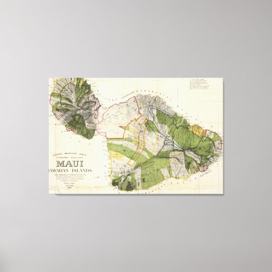  kaart van Maui Island (1906) Canvas Afdruk (Voorkant)