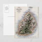 Kaart van Mauritius, illustratie "Paul et Virginie (Voorkant / Achterkant)