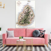 Kaart van Mauritius, illustratie "Paul et Virginie Canvas Afdruk (Insitu (Woonkamer))