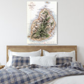 Kaart van Mauritius, illustratie "Paul et Virginie Canvas Afdruk (Insitu (Slaapkamer))
