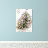 Kaart van Mauritius, illustratie "Paul et Virginie Canvas Afdruk (Insitu (Houten vloer))