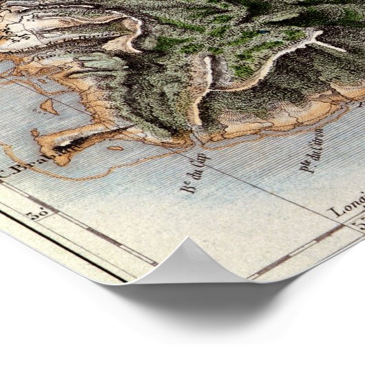 Kaart van Mauritius, illustratie "Paul et Virginie Poster (Hoek)