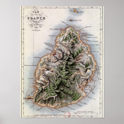 Kaart van Mauritius, illustratie "Paul et Virginie Poster (Voorkant)
