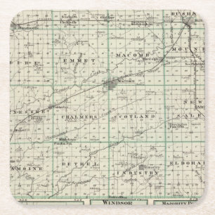 Kaart van McDonough County, Rushville Kartonnen Onderzetters