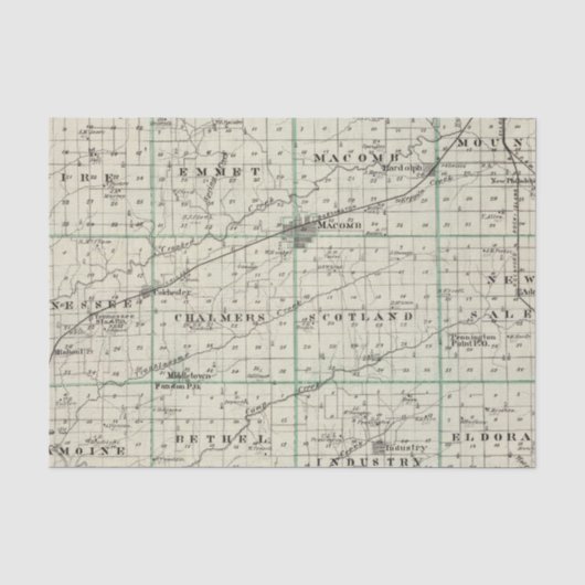 Kaart van McDonough County, Rushville Tissuepapier (Voorkant)