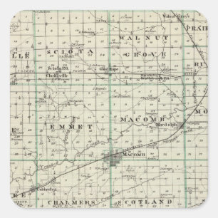 Kaart van McDonough County, Rushville Vierkante Sticker