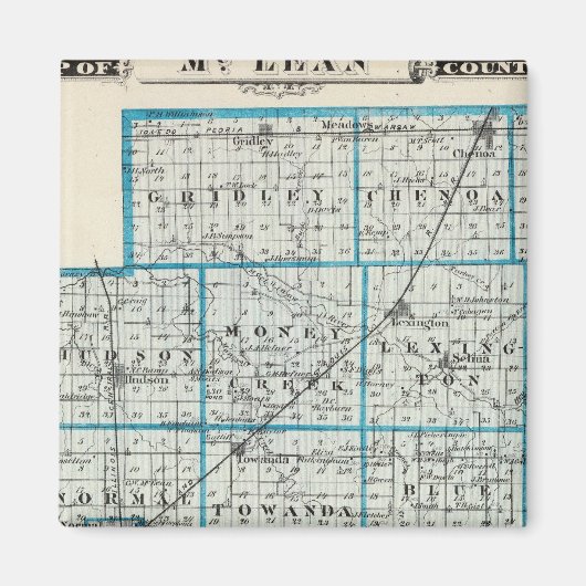Kaart van McLean County en Le Roy Magneet (Voorkant)