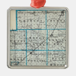 Kaart van McLean County en Le Roy Metalen Ornament