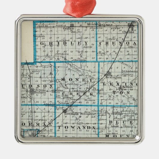 Kaart van McLean County en Le Roy Metalen Ornament (Voorkant)