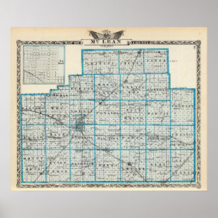 Kaart van McLean County en Le Roy Poster