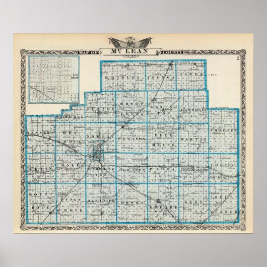 Kaart van McLean County en Le Roy Poster (Voorkant)
