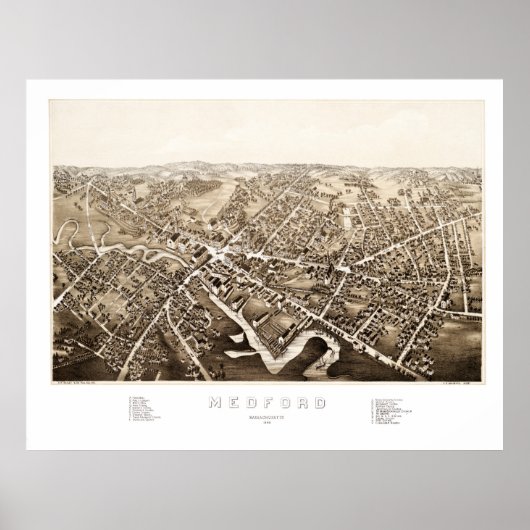Kaart van Medford, Massachusetts uit 1880 Poster (Voorkant)