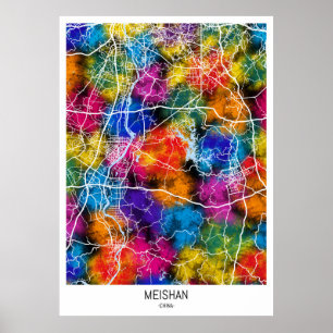 Kaart van Meishan China City Poster