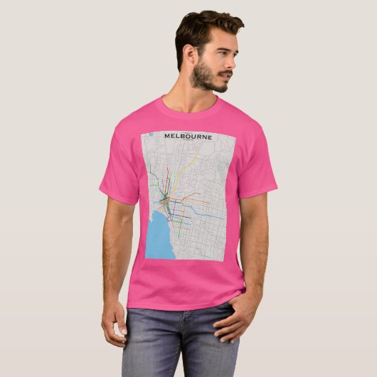 Kaart van Melbourne Transit T-shirt (Voorkant volledig)