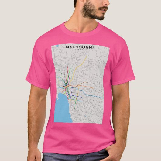 Kaart van Melbourne Transit T-shirt (Voorkant)