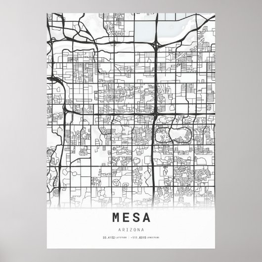 Kaart van Mesa City Poster (Voorkant)
