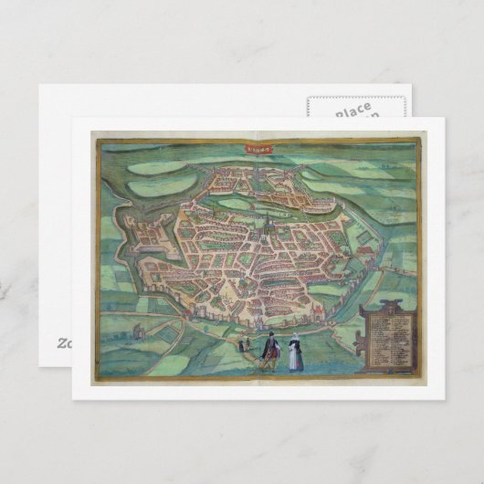 Kaart van Metz, van 'Civitates Orbis Terrarum' doo (Voorkant / Achterkant)