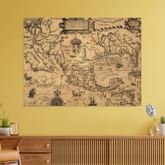  kaart van Mexico (1600) Canvas Afdruk (Insitu (Woonkamer))
