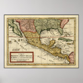 kaart van Mexico (1708) Poster (Voorkant)