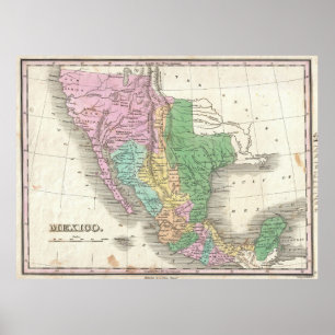 kaart van Mexico (1827) Poster